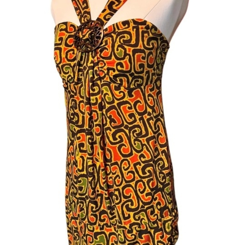 Bisou Bisou Orange, Olive and Black Tunic